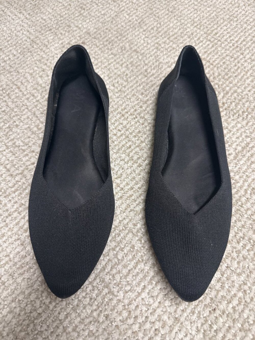 MIA Black Knit Pointed Flats — Slip-On, Size 8